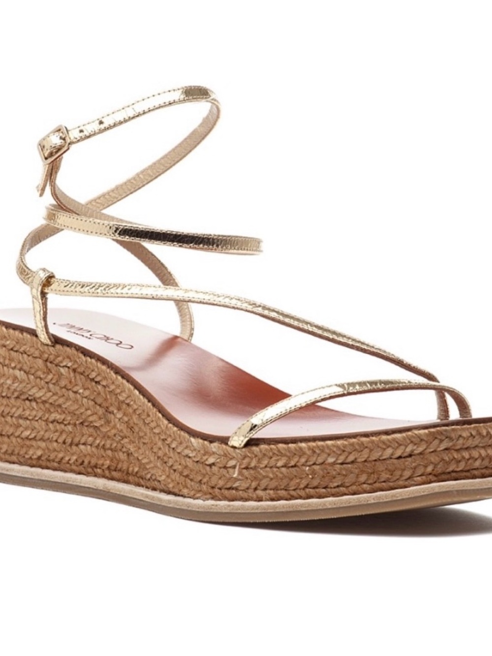 Jimmy Choo Metallic Gold Espadrille Wedge Sandals - Picture 3 of 6